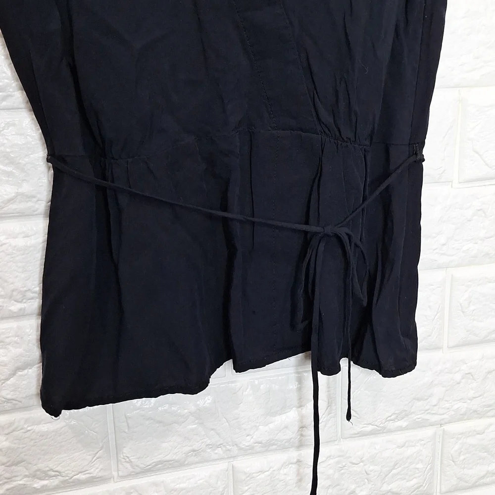 J. CREW Black Flutter Sleeve Peplum Top with Belt